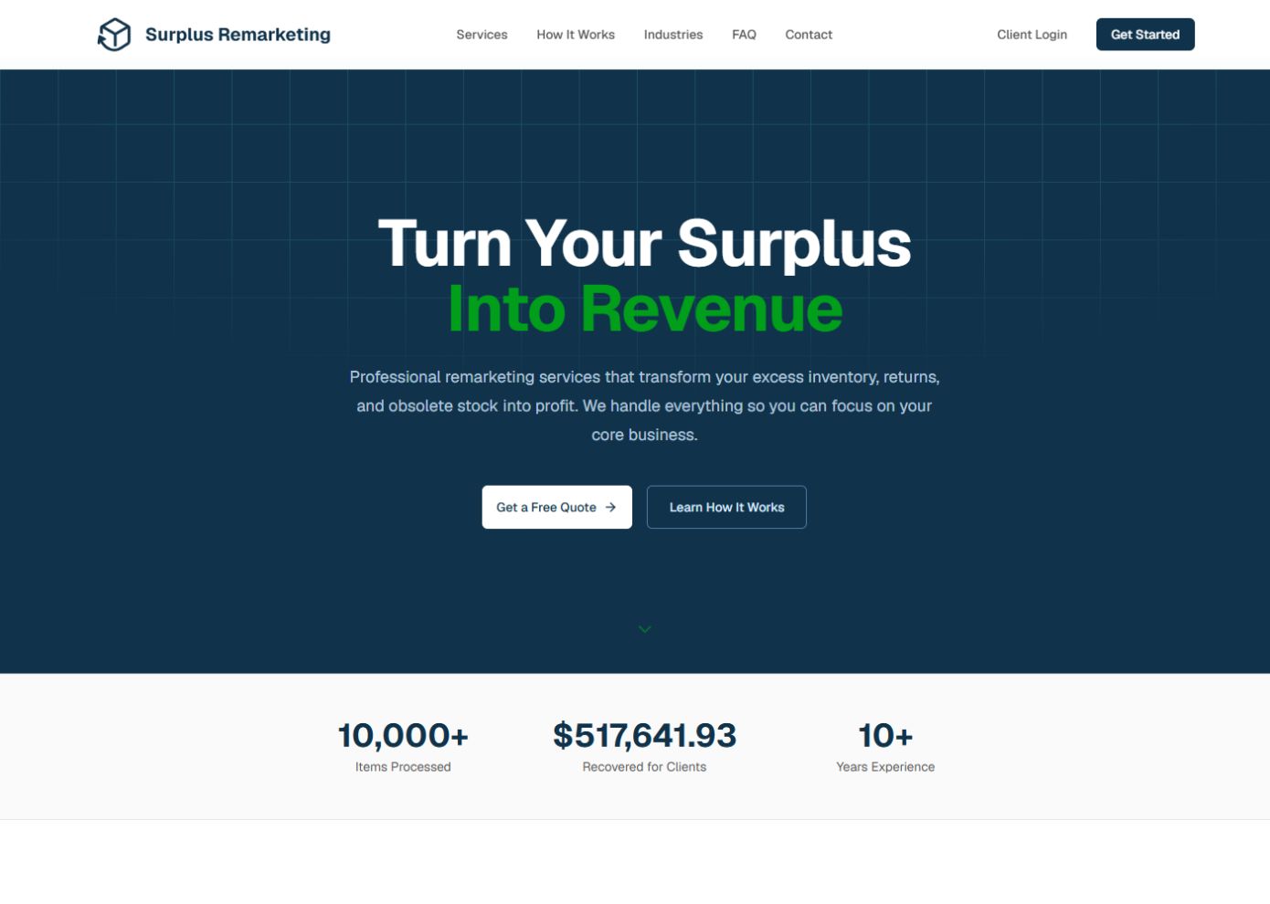 Surplus Remarketing’s live auction and business website